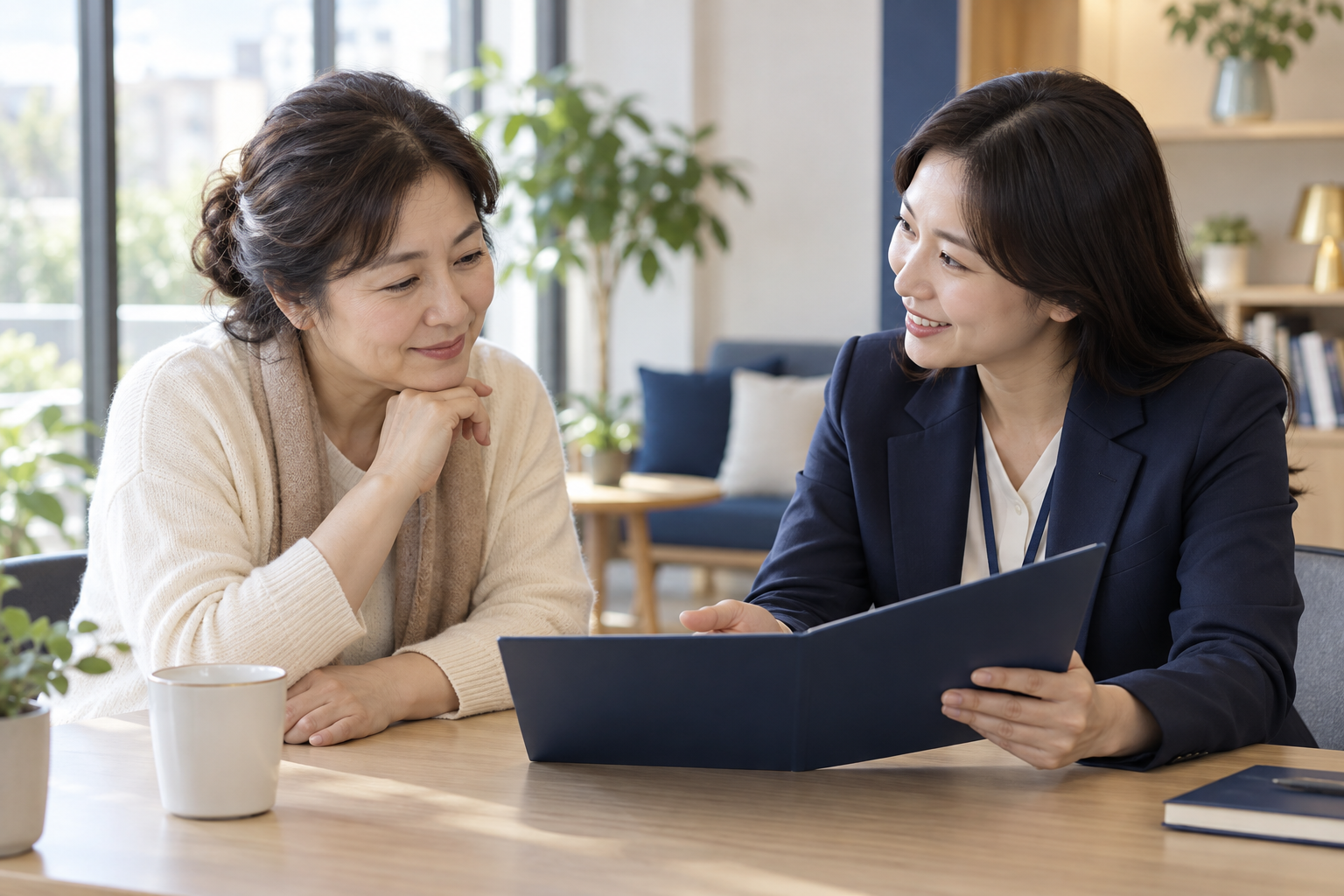 일자리 상담을 나누는 중장년 구직자와 담당자의 이미지